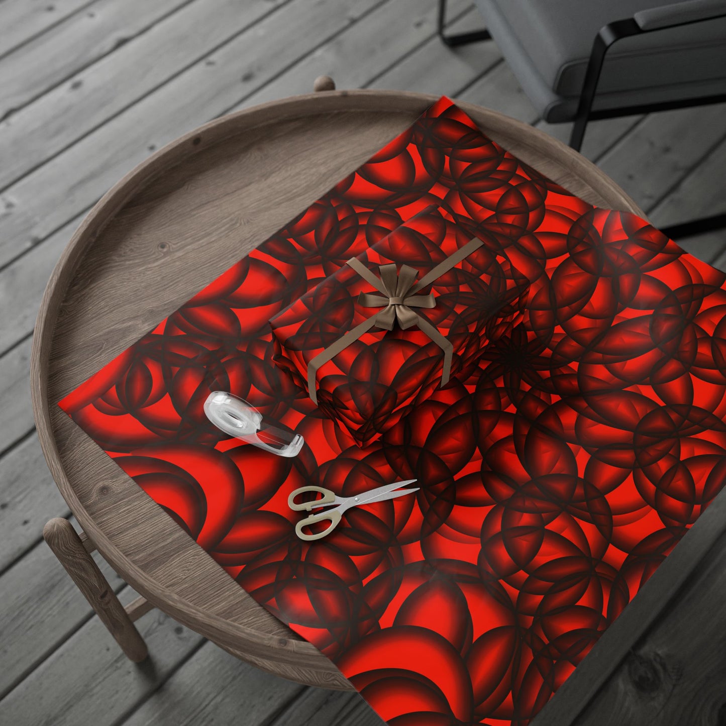 Vibrant Floral Wrapping Paper Red & Black Decorative Gift Wrap for Holidays, Birthdays, and Special Occasions