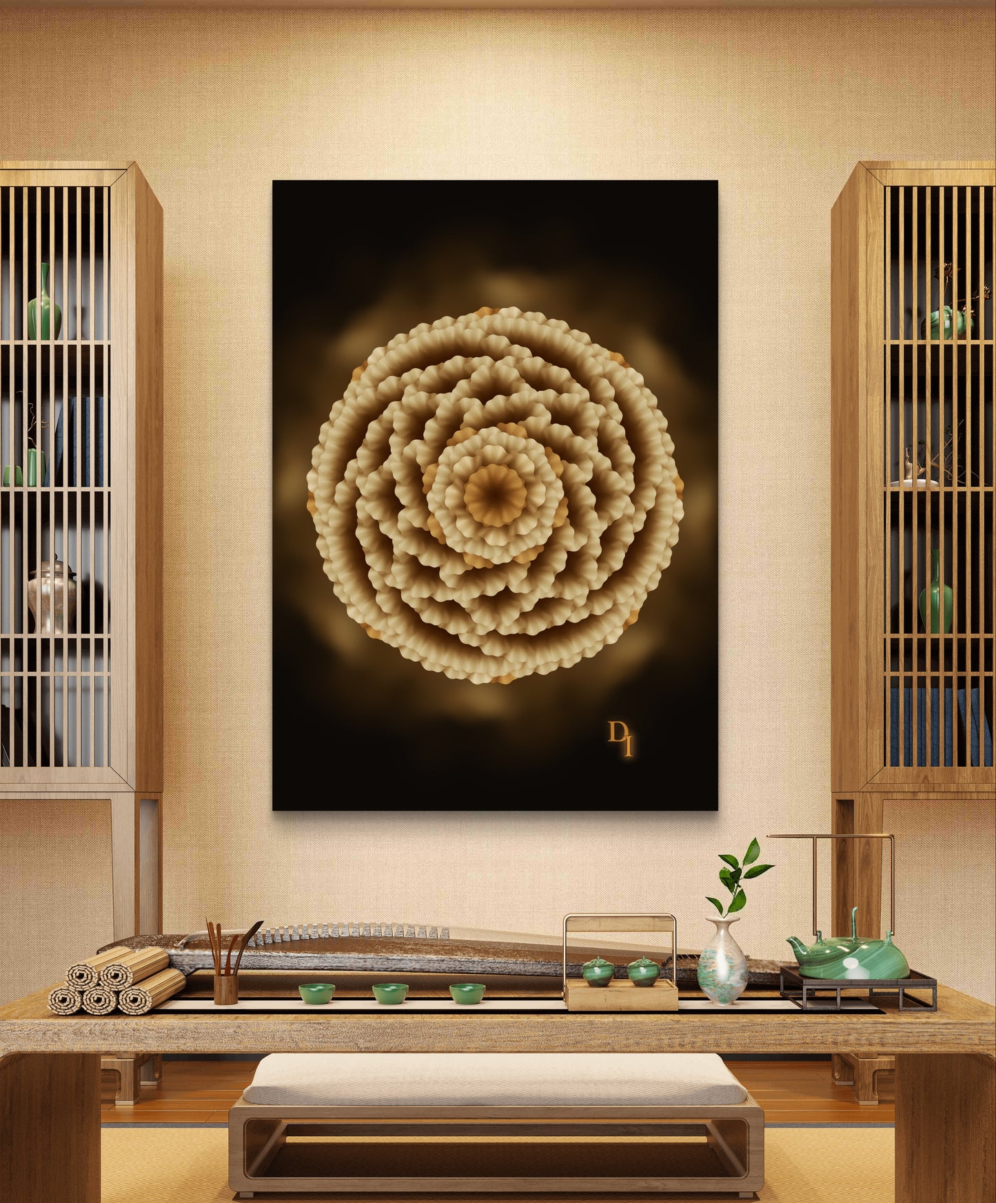 Golden Roots Echo – Luxury Botanical Art Print | Divinity Illustrations