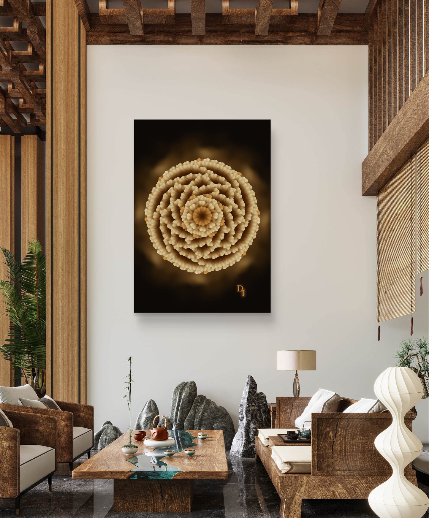 Golden Roots Echo – Luxury Botanical Art Print | Divinity Illustrations