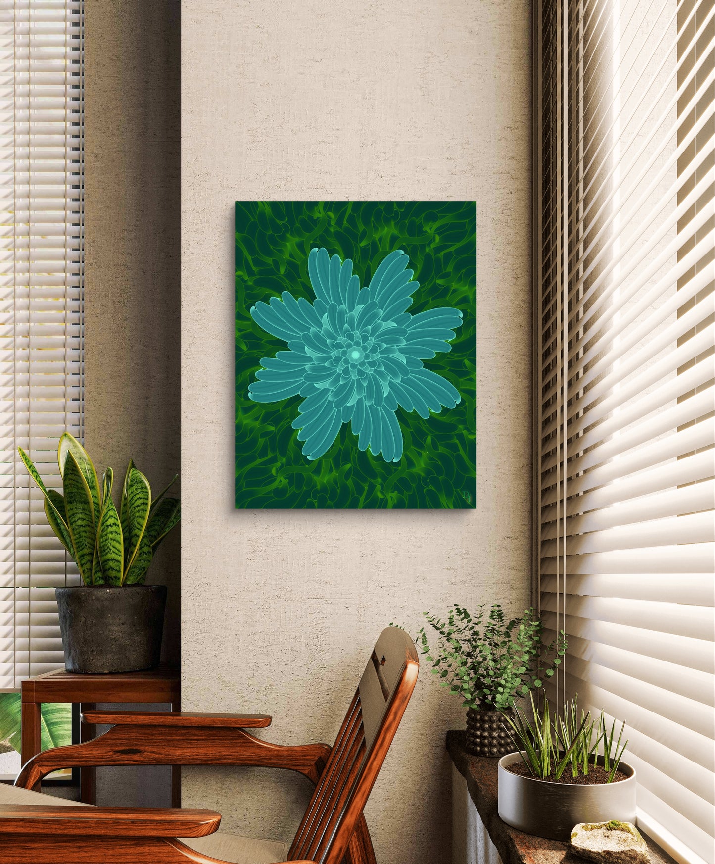 Emerald Bloom Echo – Luxury Botanical Fine Art Print | Divinity Illustrations