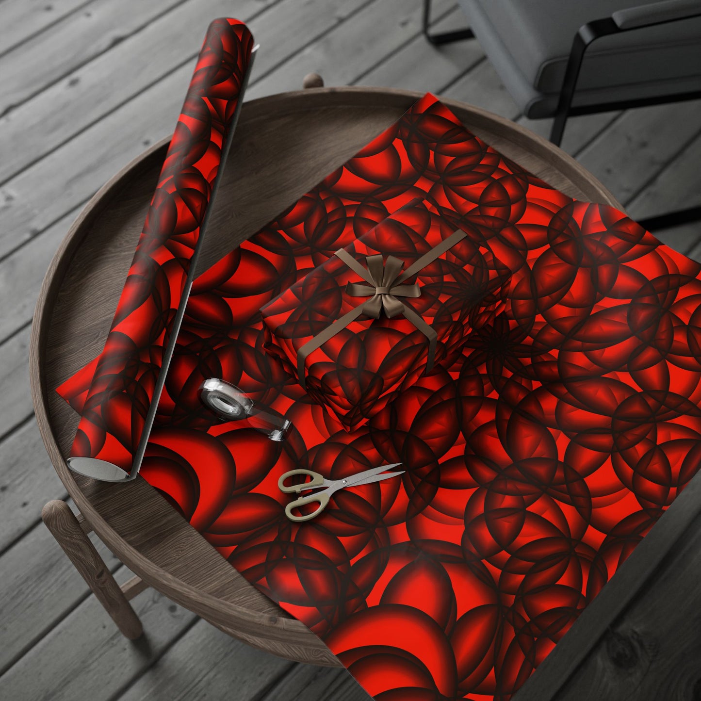 Vibrant Floral Wrapping Paper Red & Black Decorative Gift Wrap for Holidays, Birthdays, and Special Occasions