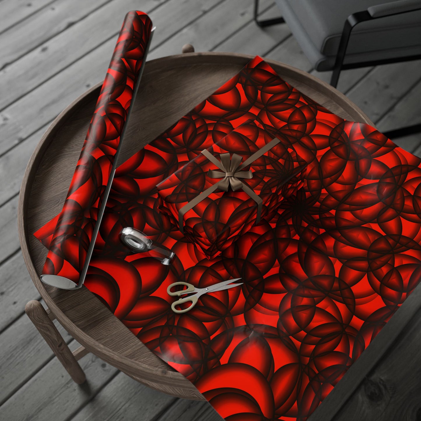 Vibrant Floral Wrapping Paper Red & Black Decorative Gift Wrap for Holidays, Birthdays, and Special Occasions
