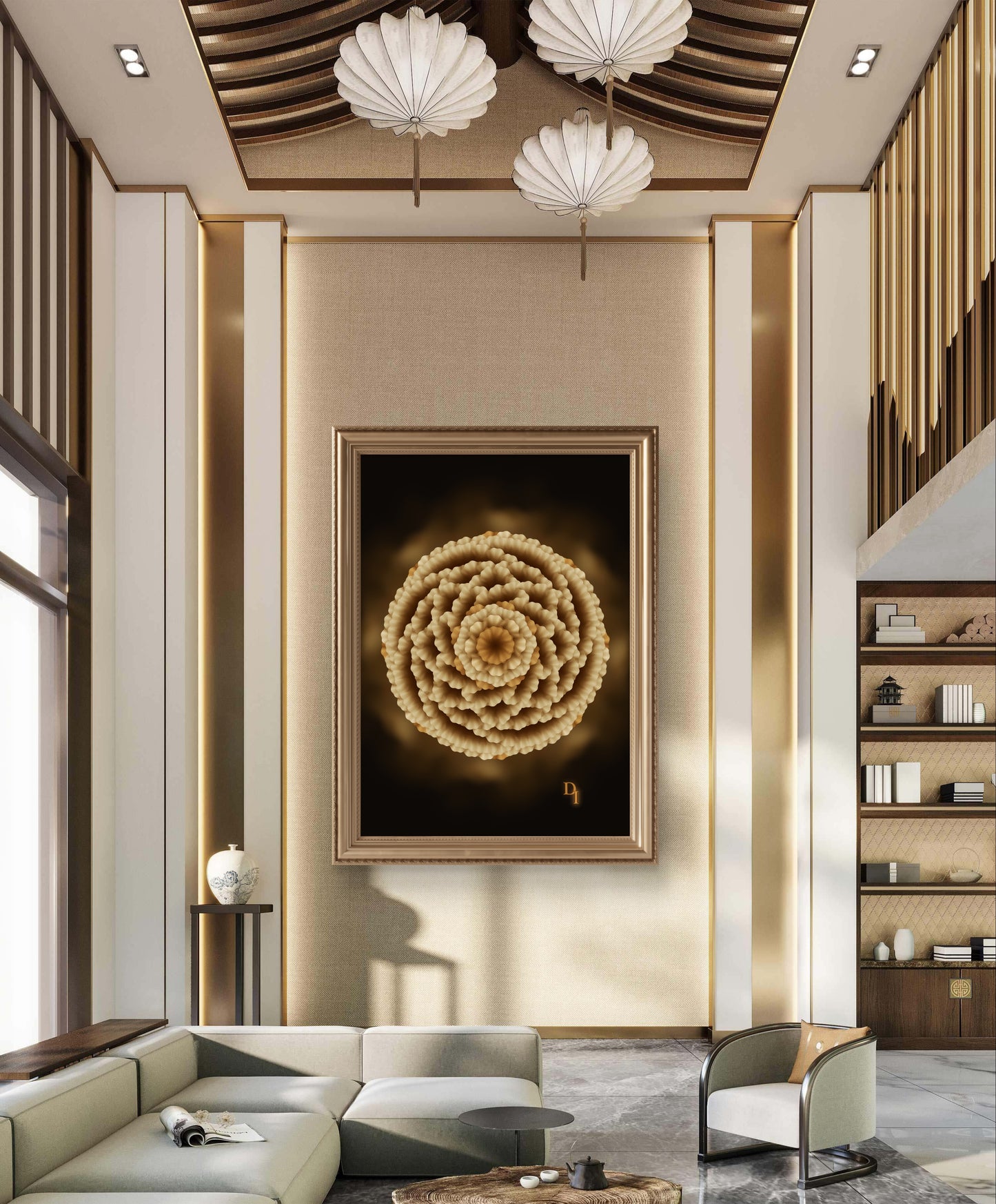 Golden Roots Echo – Luxury Botanical Art Print | Divinity Illustrations