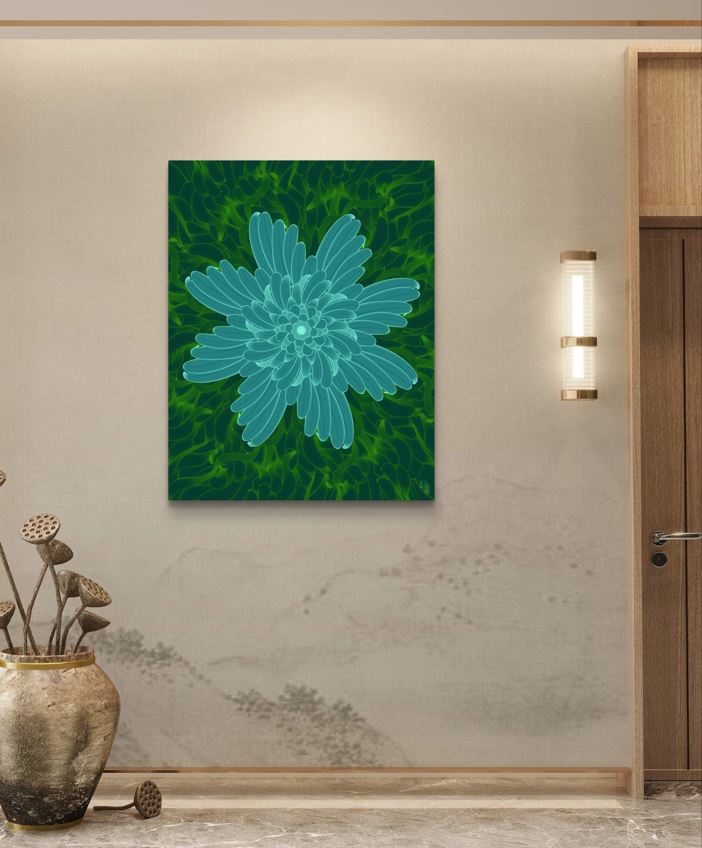 Emerald Bloom Echo – Luxury Botanical Fine Art Print | Divinity Illustrations