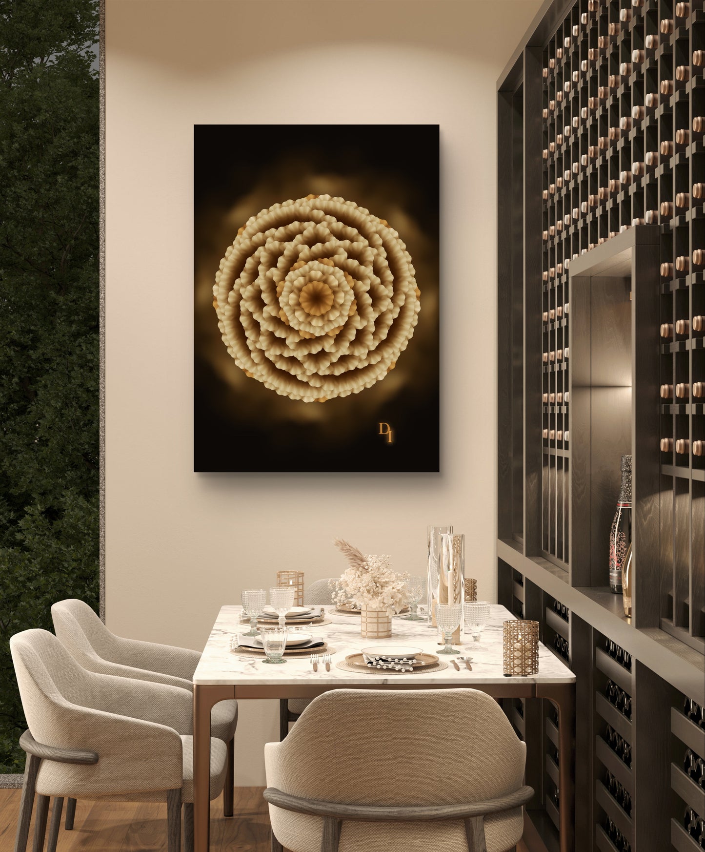 Golden Roots Echo – Luxury Botanical Art Print | Divinity Illustrations