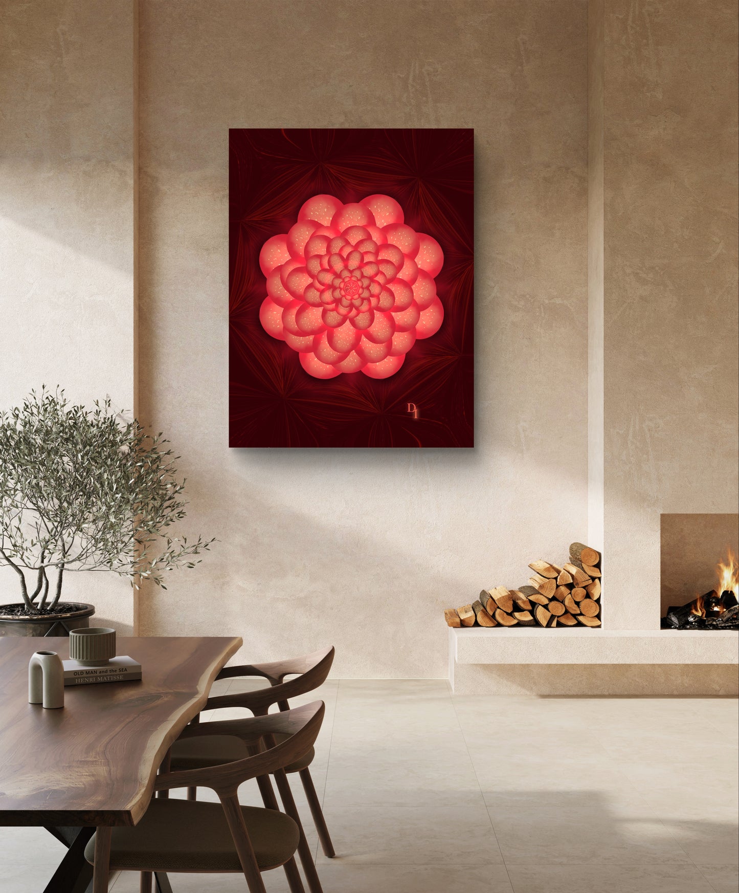 Inferno Bloom Echo – Luxury Botanical Art Print | Divinity Illustrations
