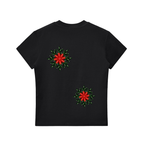 Bodycon Tee,Divinity Illustrations,Womens FLoral Crop Top,Comfy Tshirt,Holiday Gift Guide,Gift for her,Lightweight Top,Cotton Tee,Christmas Floral Design,Snowflake Tee