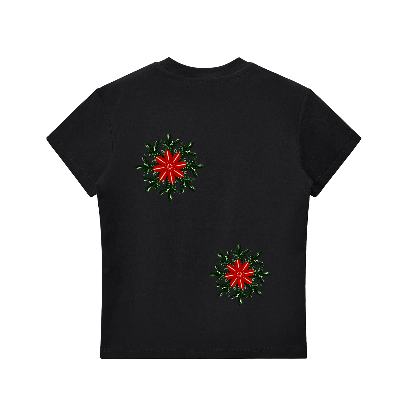 Bodycon Tee,Divinity Illustrations,Womens FLoral Crop Top,Comfy Tshirt,Holiday Gift Guide,Gift for her,Lightweight Top,Cotton Tee,Christmas Floral Design,Snowflake Tee