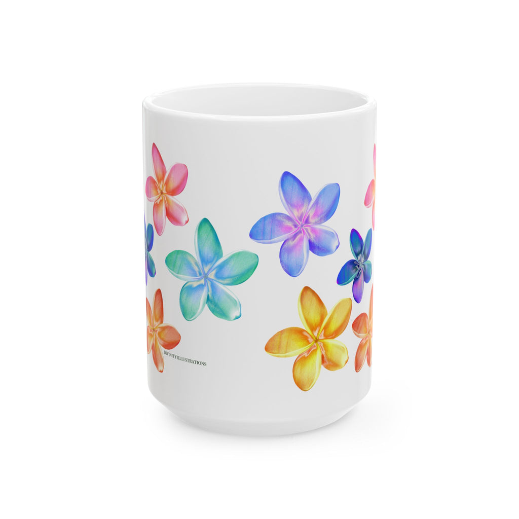 Colorful Plumeria Ceramic Mug – Floral Coffee & Tea Cup