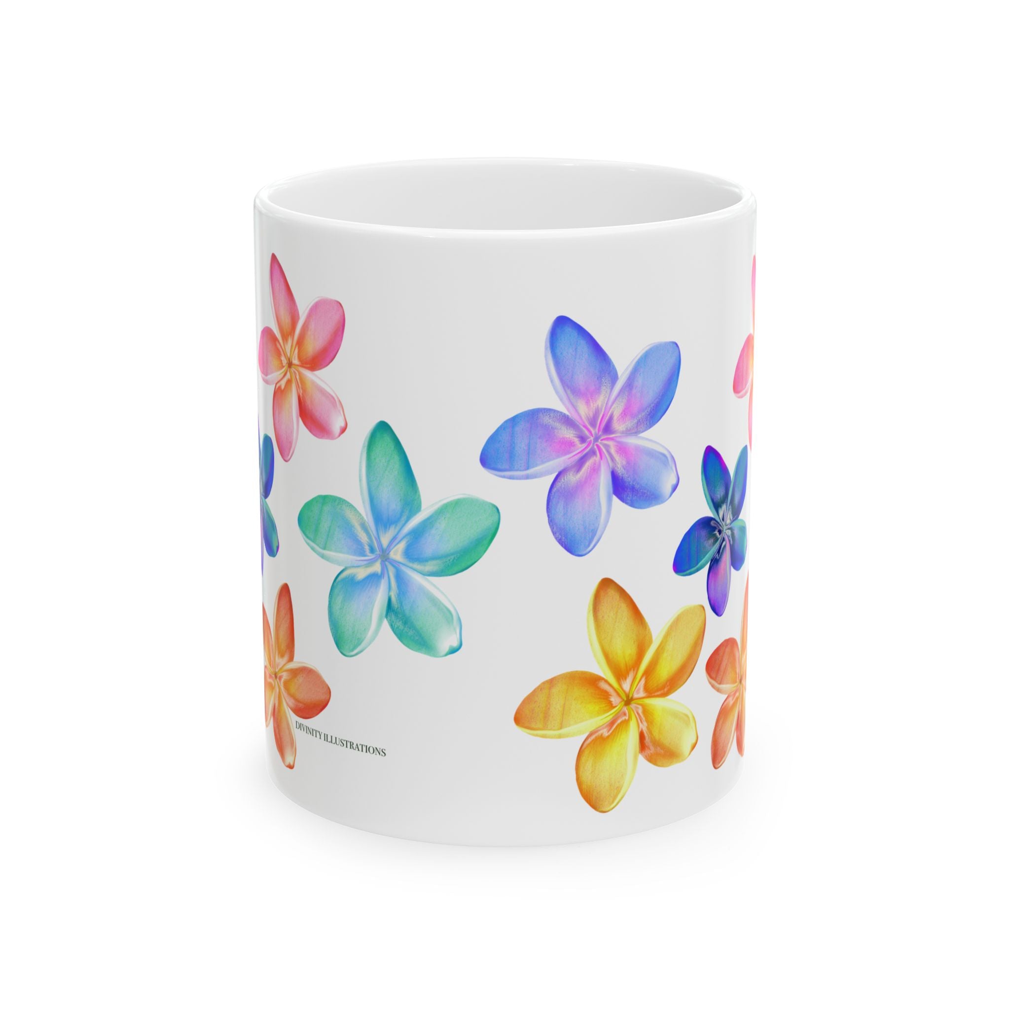 Colorful Plumeria Ceramic Mug – Floral Coffee & Tea Cup