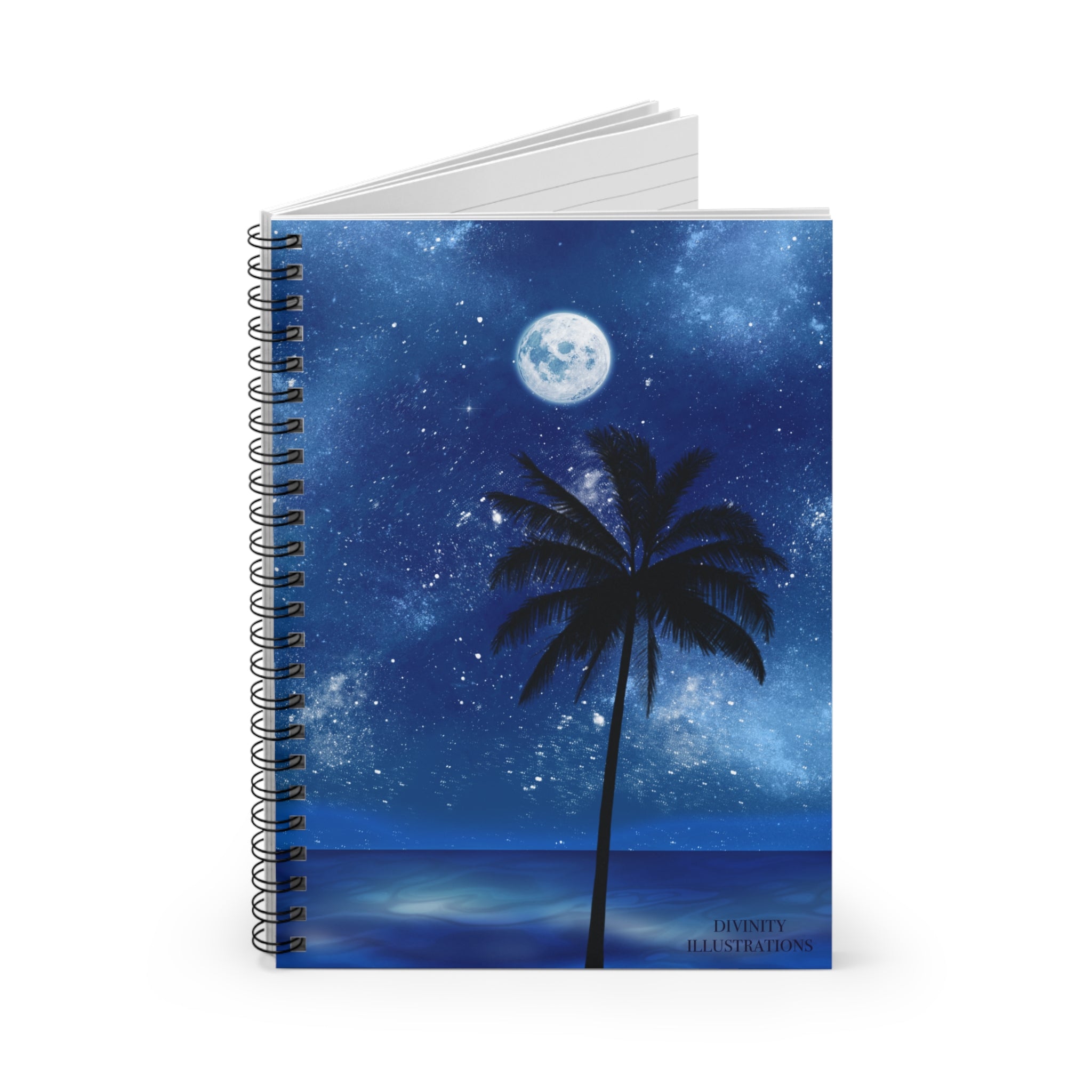 Night Sky Spiral Notebook | Moon & Stars Journal with Palm Tree