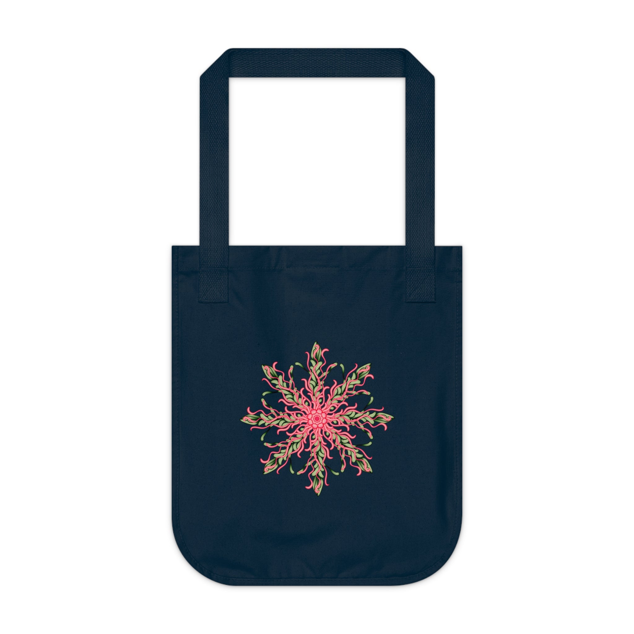 Floral Snowflake Canvas Tote — Organic Cotton Market Bag