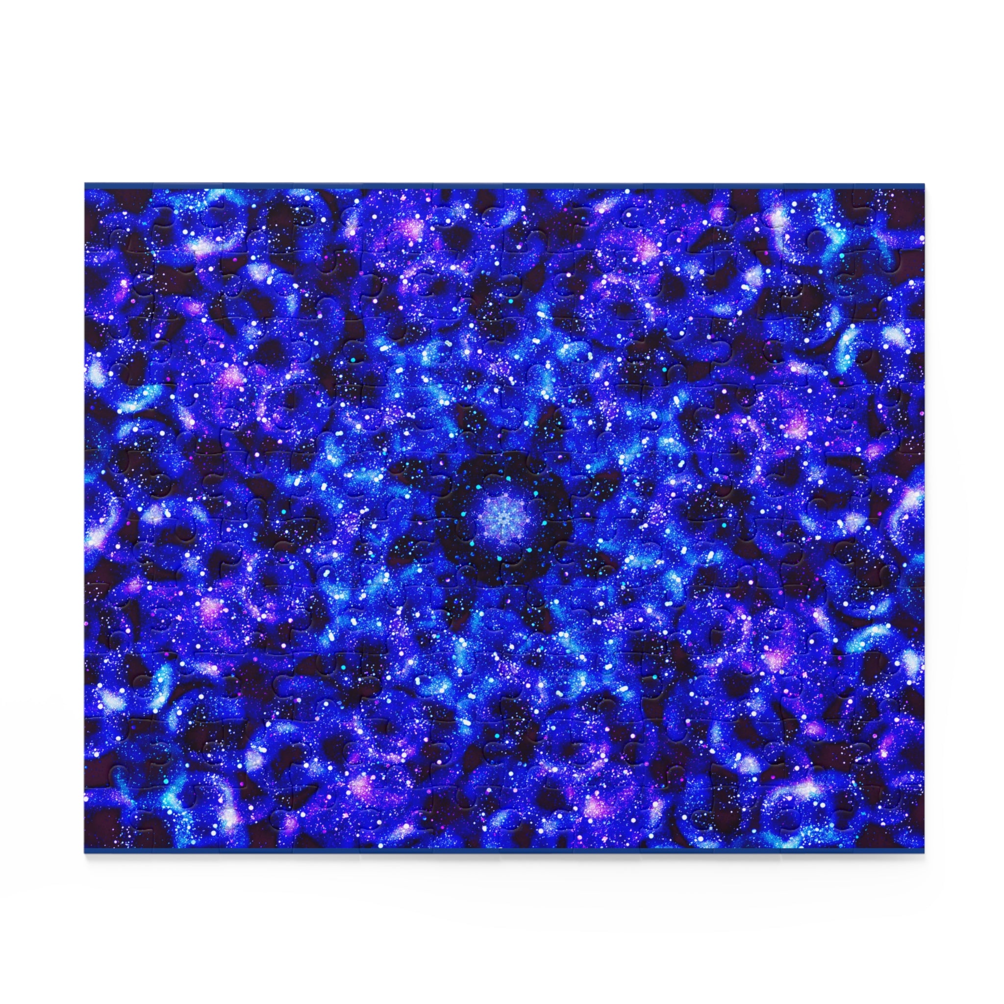 Blue and purple galaxy pattern on a white background