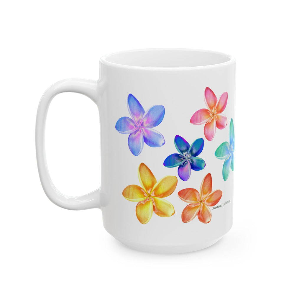 Colorful Plumeria Ceramic Mug – Floral Coffee & Tea Cup