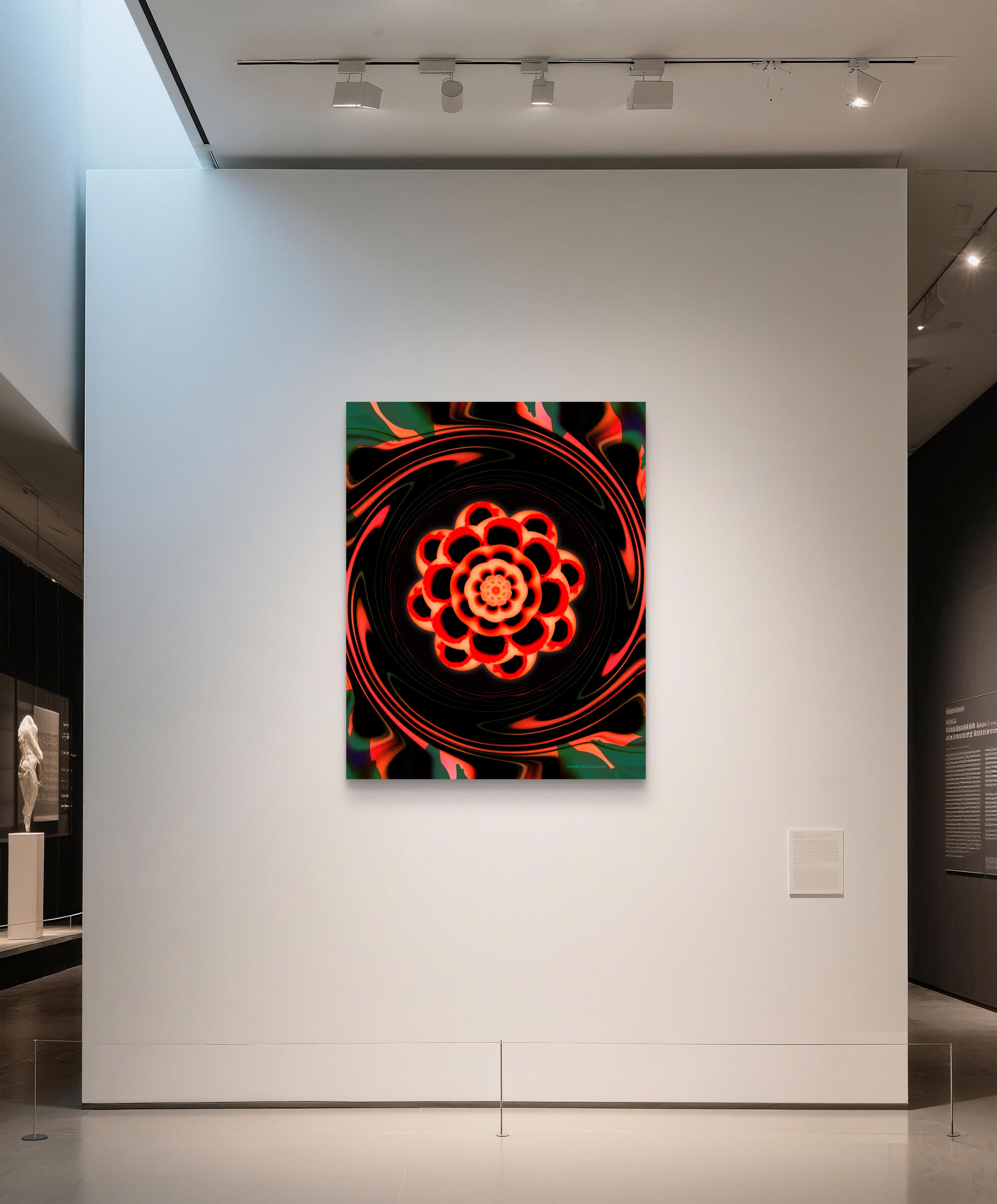 Modern artwork on a white wall in an art gallery