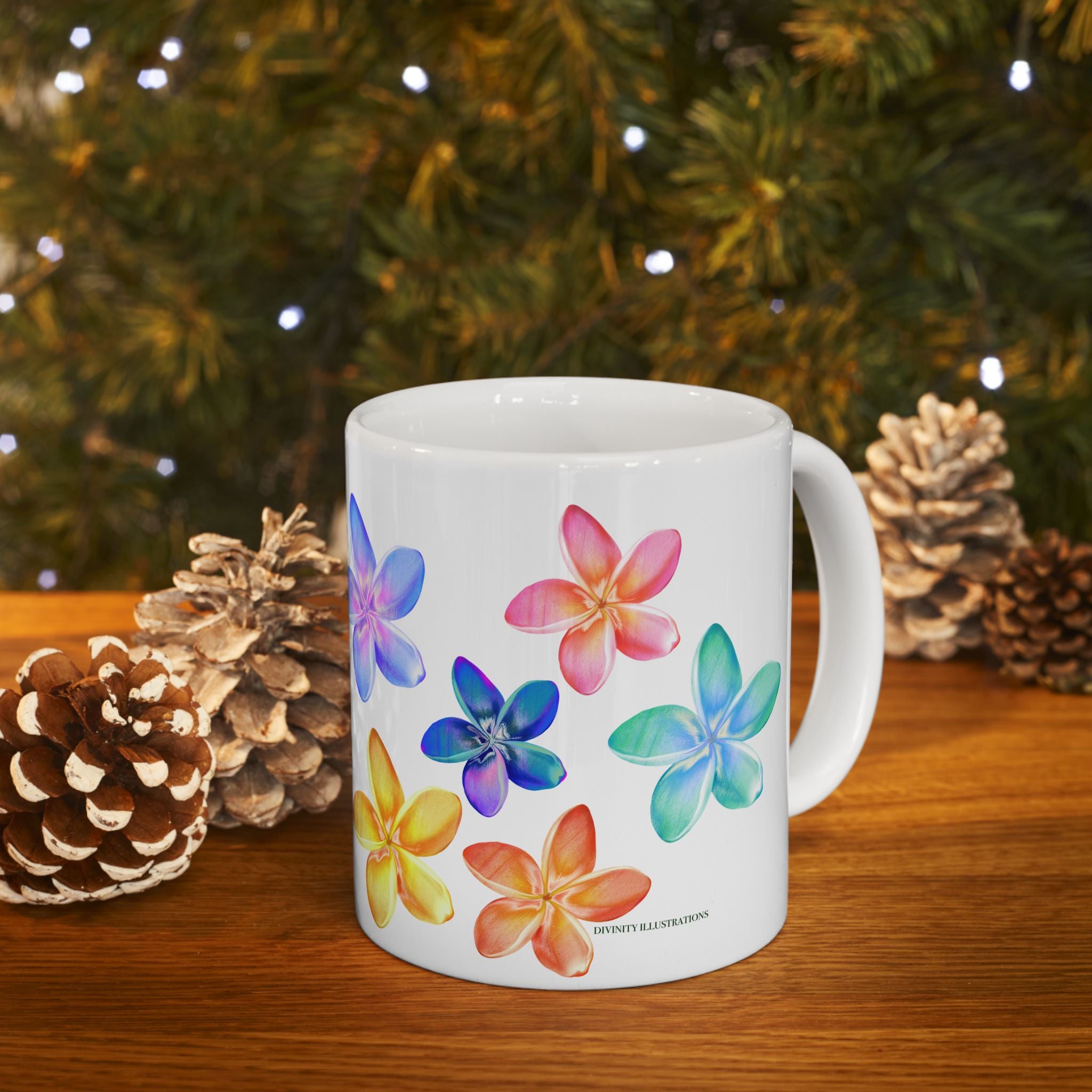 Colorful Plumeria Ceramic Mug – Floral Coffee & Tea Cup