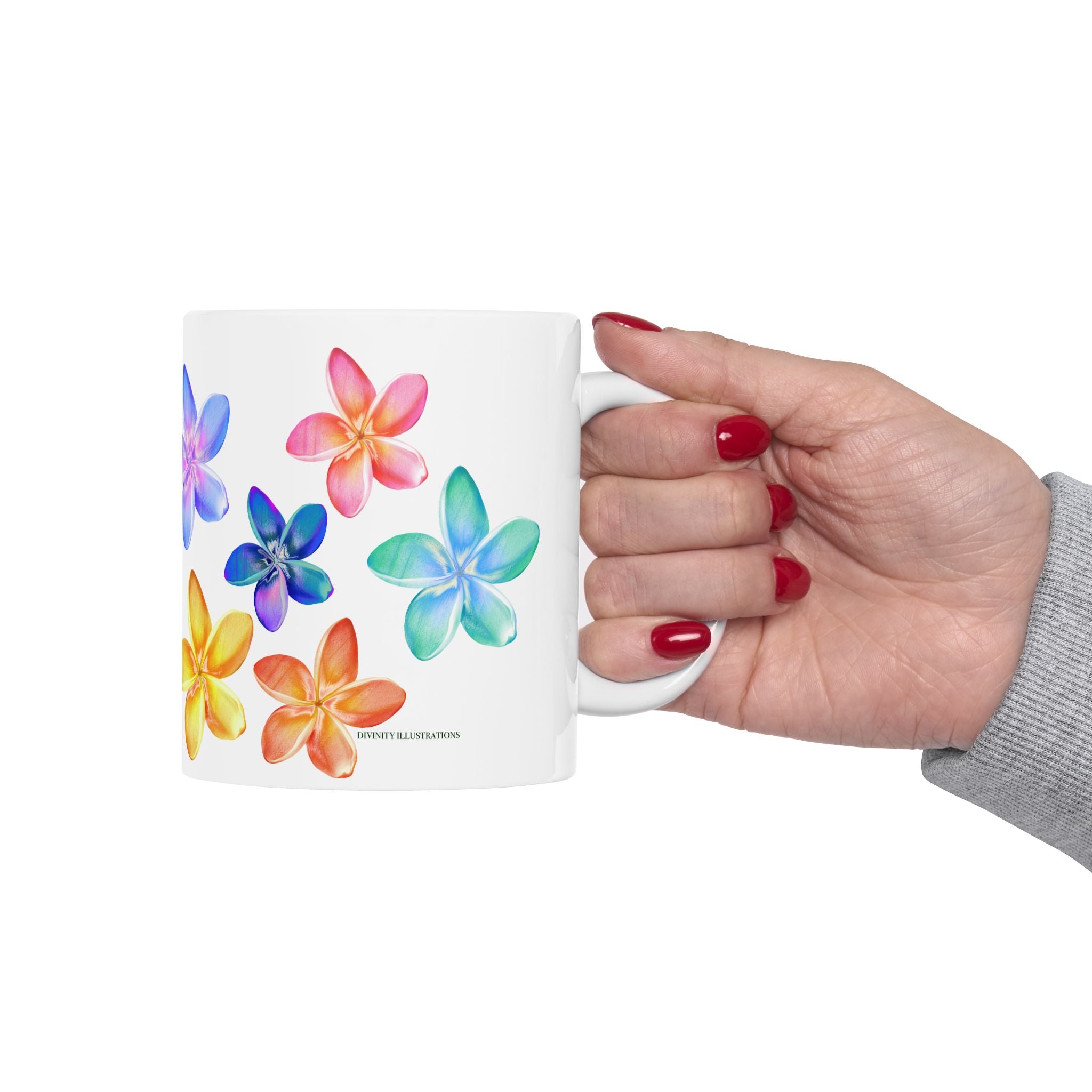 Colorful Plumeria Ceramic Mug – Floral Coffee & Tea Cup