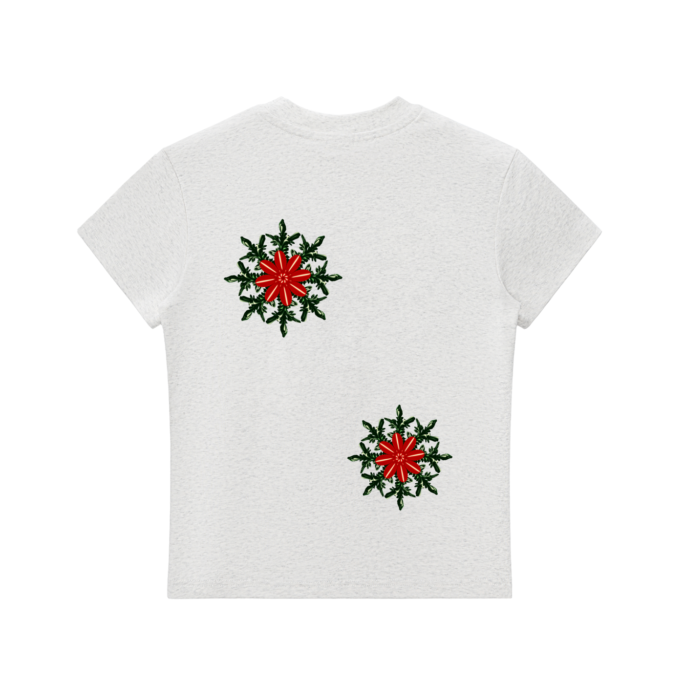 Bodycon Tee,Divinity Illustrations,Womens FLoral Crop Top,Comfy Tshirt,Holiday Gift Guide,Gift for her,Lightweight Top,Cotton Tee,Christmas Floral Design,Snowflake Tee