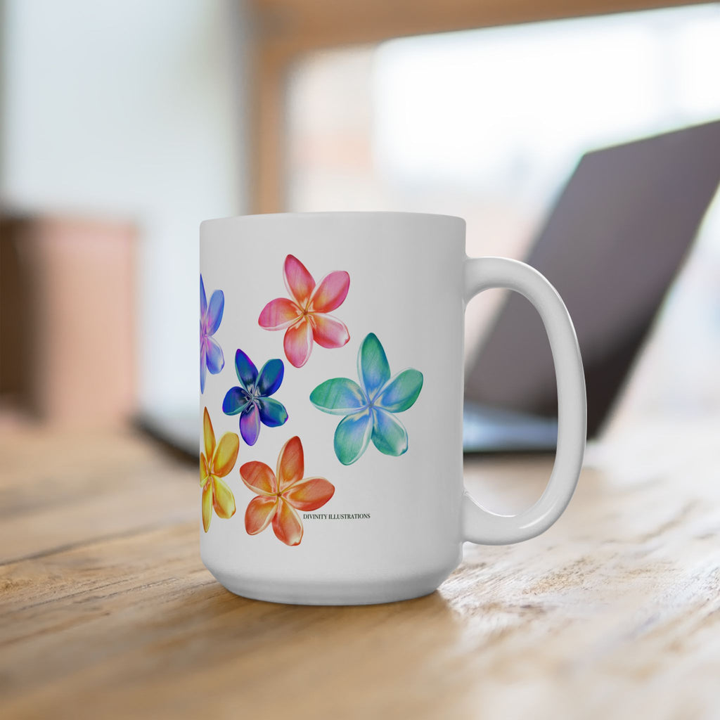 Colorful Plumeria Ceramic Mug – Floral Coffee & Tea Cup