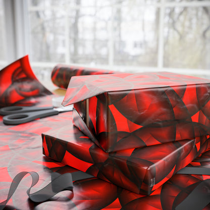 Vibrant Floral Wrapping Paper  Red & Black Decorative Gift Wrap for Holidays, Birthdays, and Special Occasions