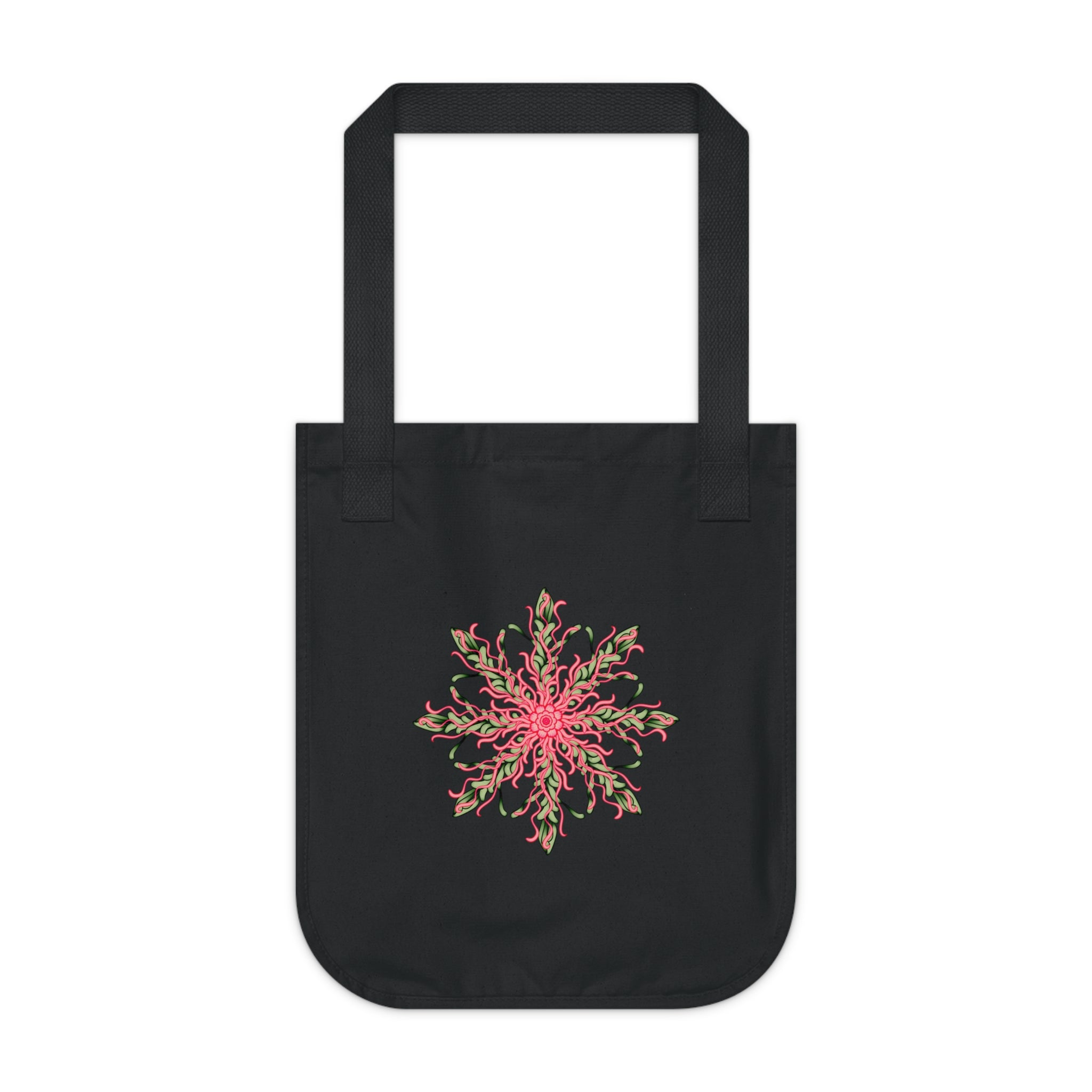 Floral Snowflake Canvas Tote — Organic Cotton Market Bag
