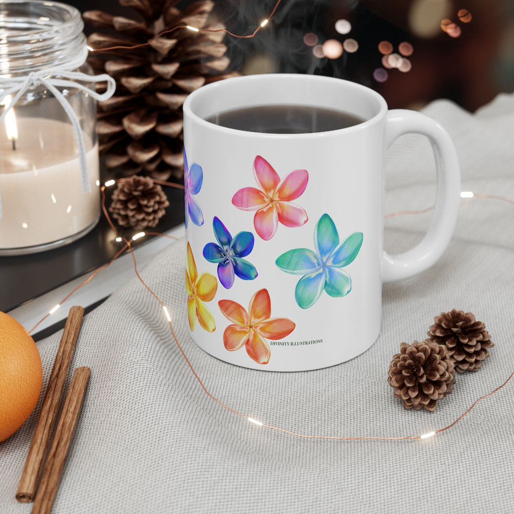 Colorful Plumeria Ceramic Mug – Floral Coffee & Tea Cup