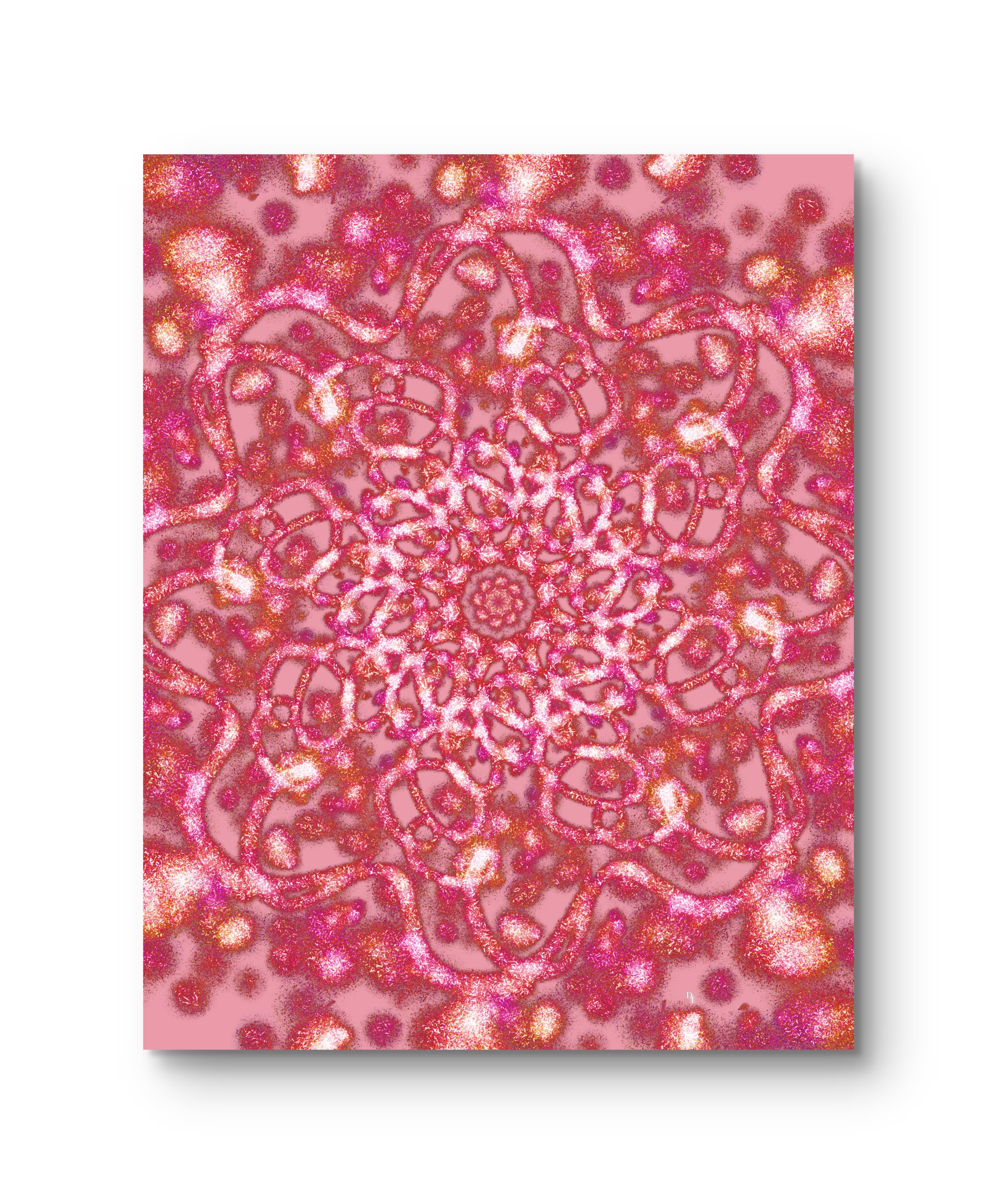 glittering pink mandala wall art