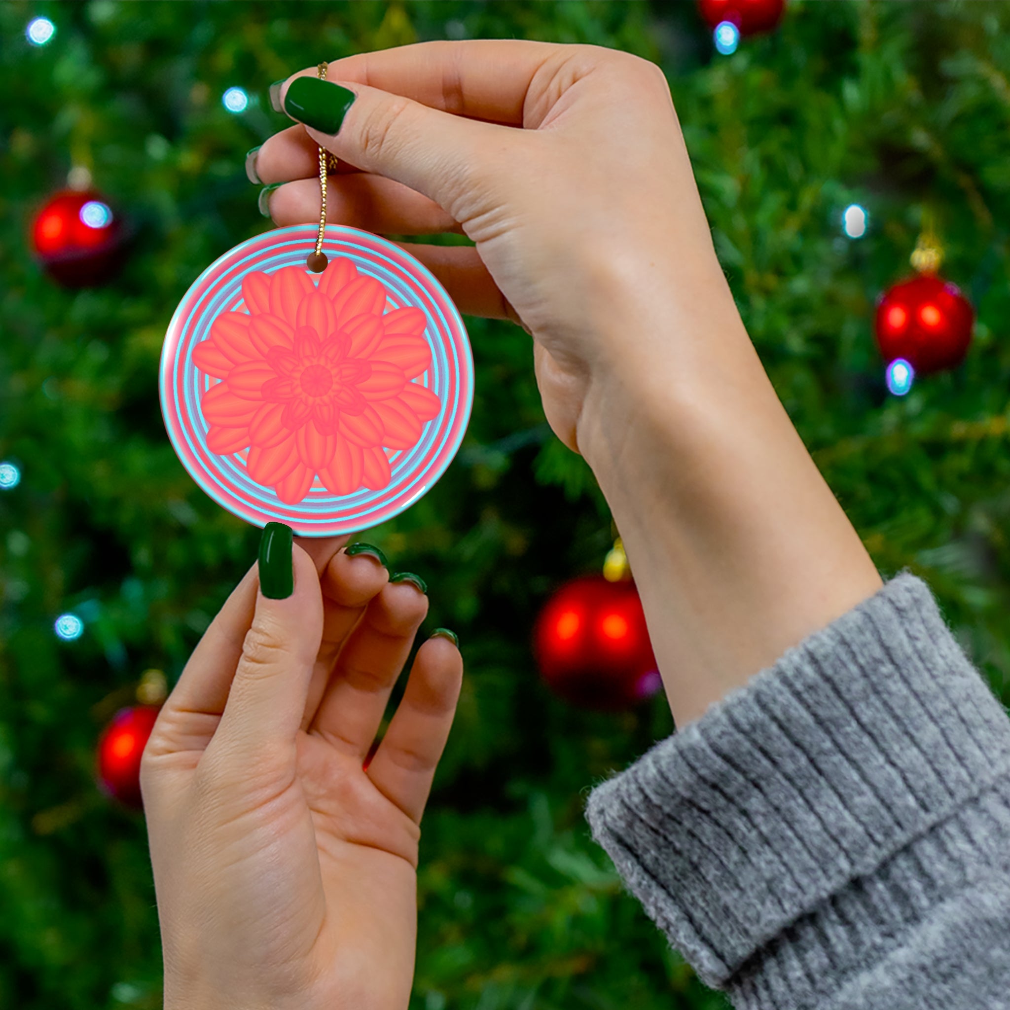 Colorful Floral Ceramic Ornaments – Vibrant Holiday Home Décor