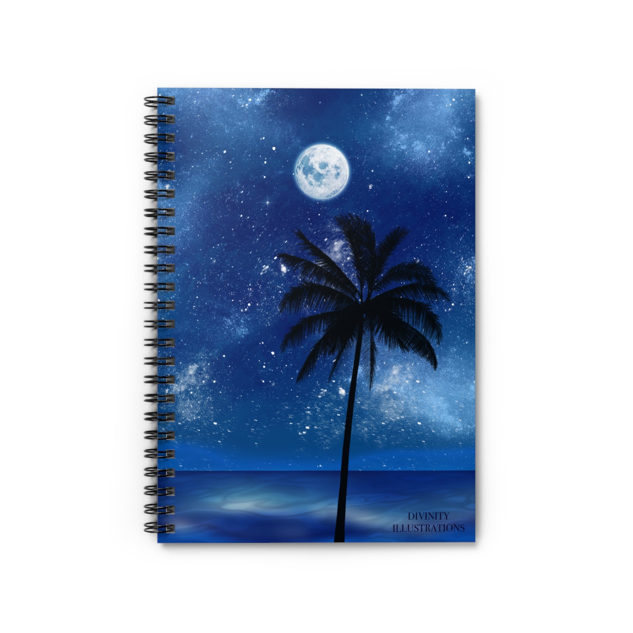 Night Sky Spiral Notebook | Moon & Stars Journal with Palm Tree