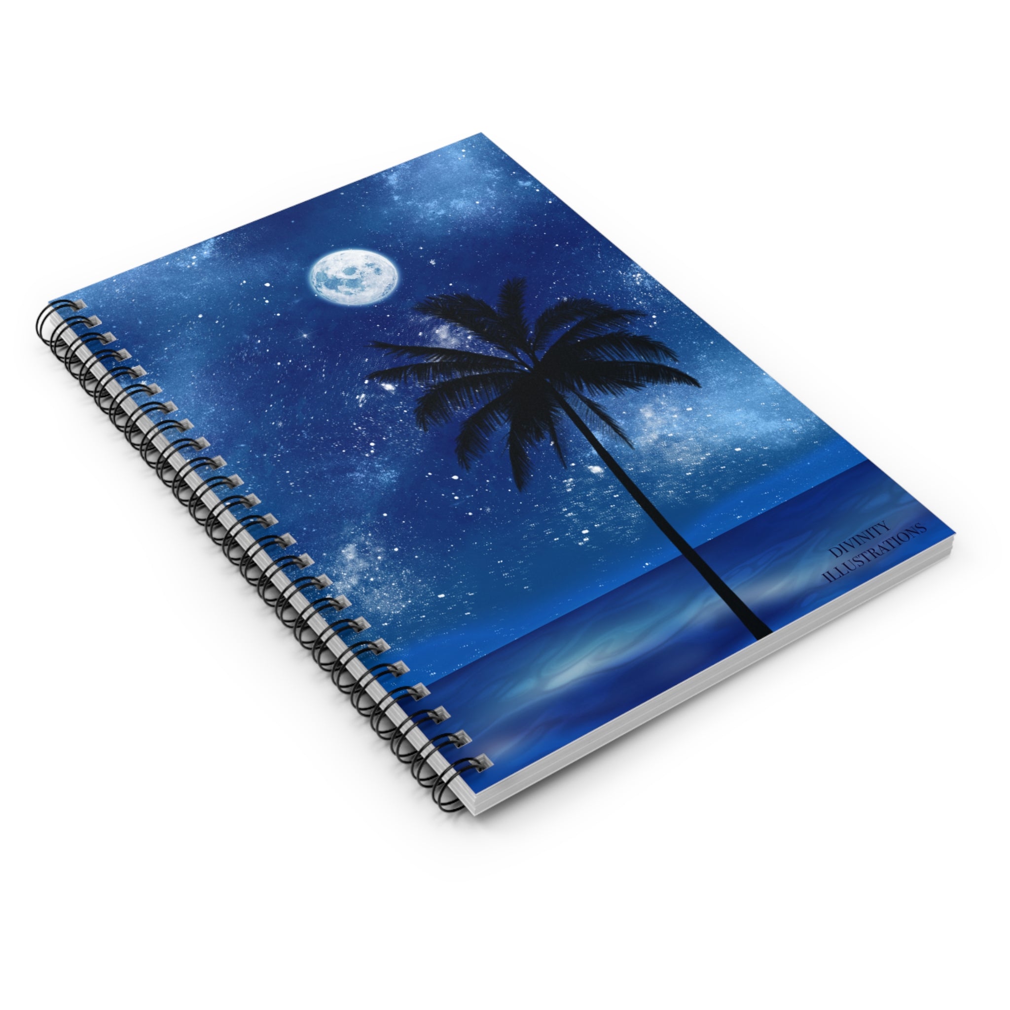 Night Sky Spiral Notebook | Moon & Stars Journal with Palm Tree