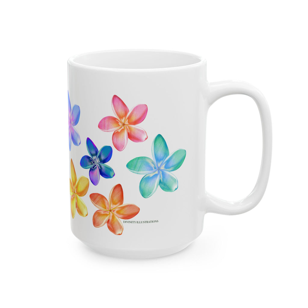 Colorful Plumeria Ceramic Mug – Floral Coffee & Tea Cup