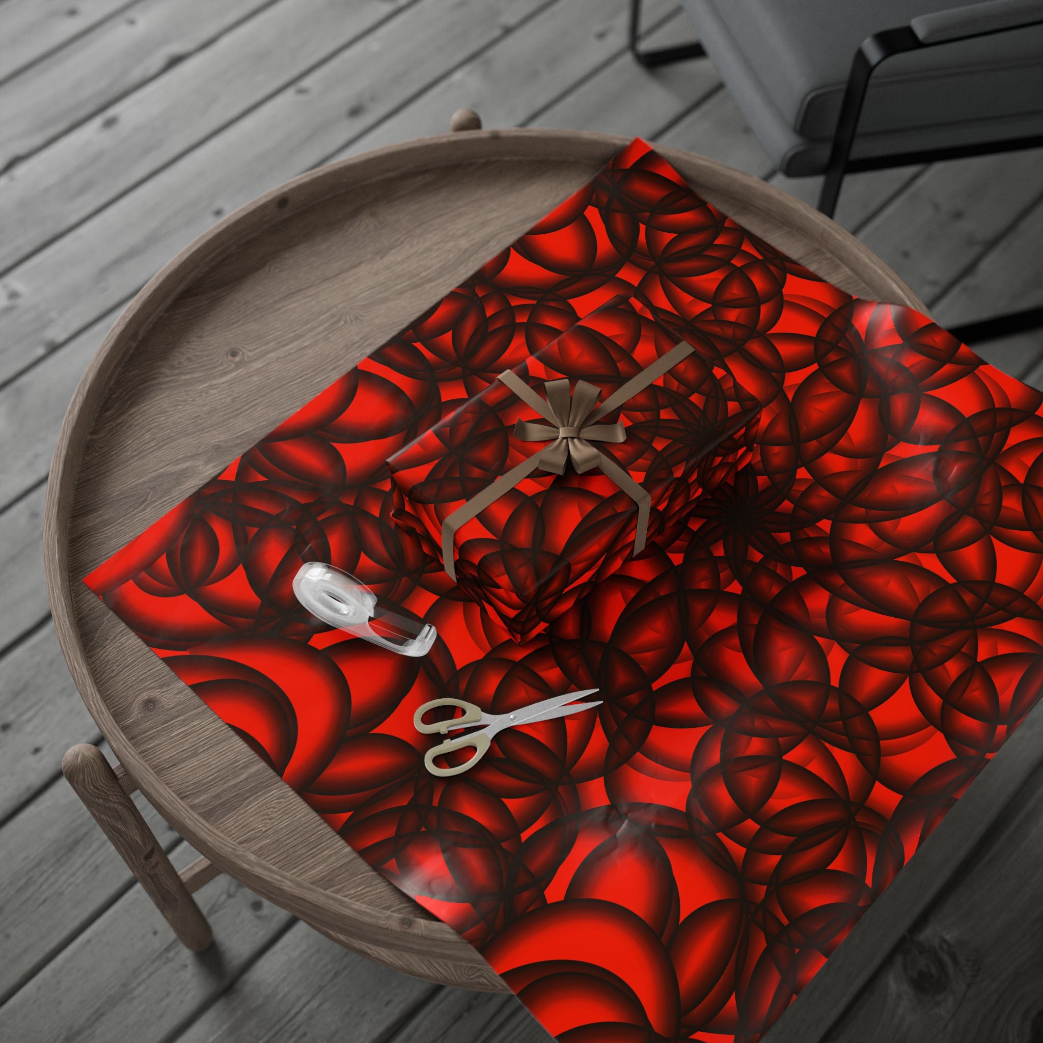 Vibrant Floral Wrapping Paper  Red & Black Decorative Gift Wrap for Holidays, Birthdays, and Special Occasions