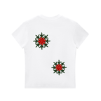 Bodycon Tee,Divinity Illustrations,Womens FLoral Crop Top,Comfy Tshirt,Holiday Gift Guide,Gift for her,Lightweight Top,Cotton Tee,Christmas Floral Design,Snowflake Tee