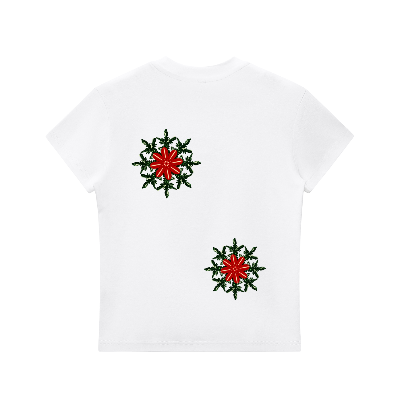 Bodycon Tee,Divinity Illustrations,Womens FLoral Crop Top,Comfy Tshirt,Holiday Gift Guide,Gift for her,Lightweight Top,Cotton Tee,Christmas Floral Design,Snowflake Tee