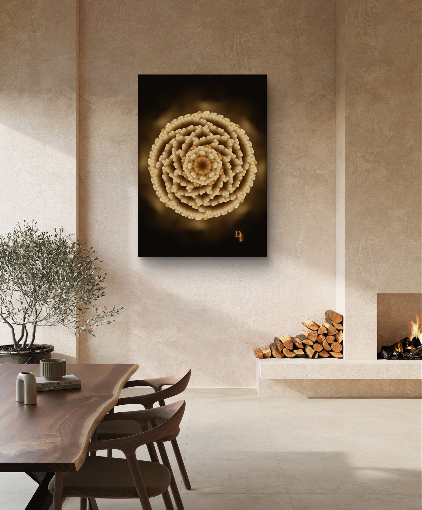 Golden Roots Echo – Luxury Botanical Art Print | Divinity Illustrations