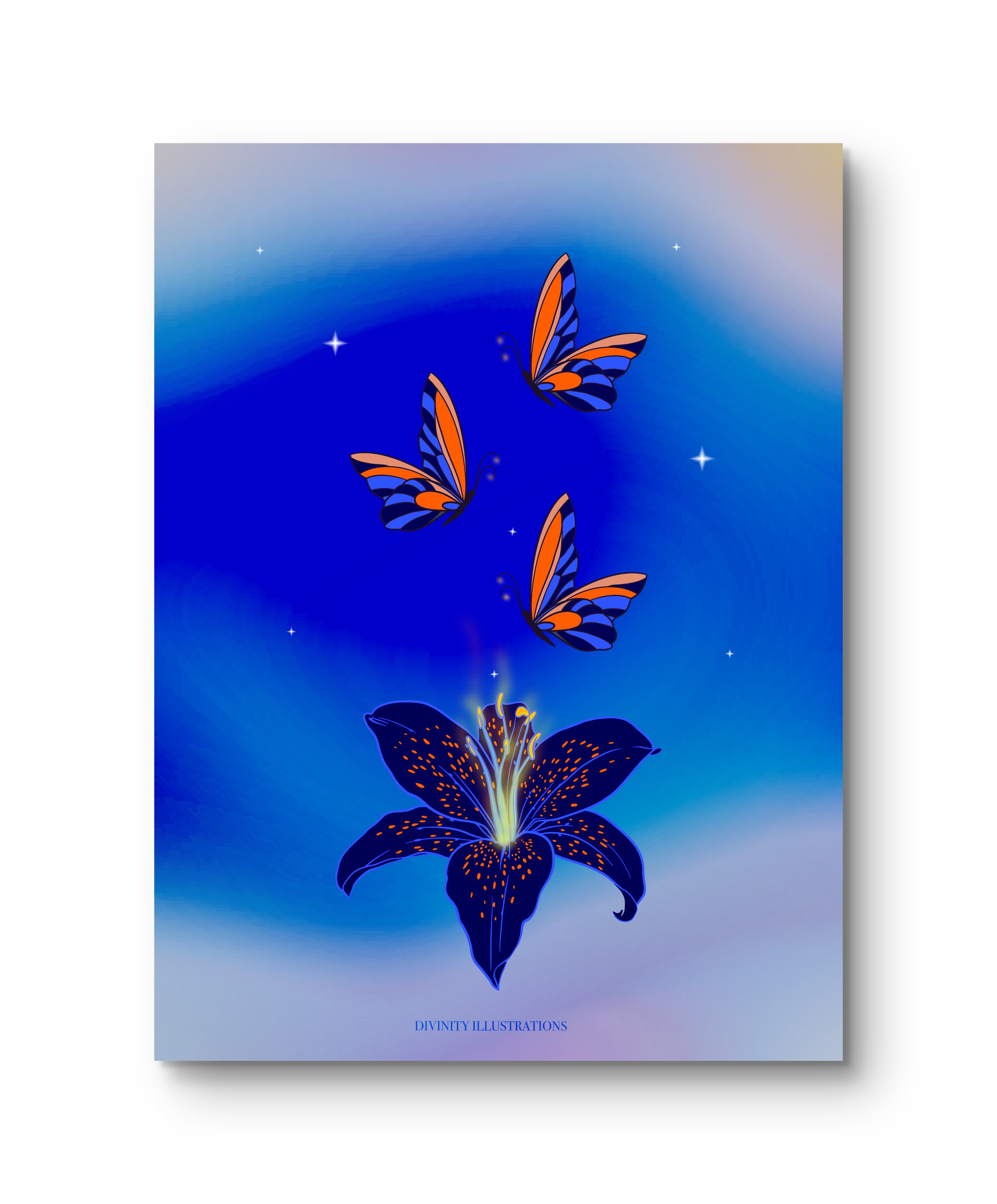 Mockup of butterfly and flower fine art print