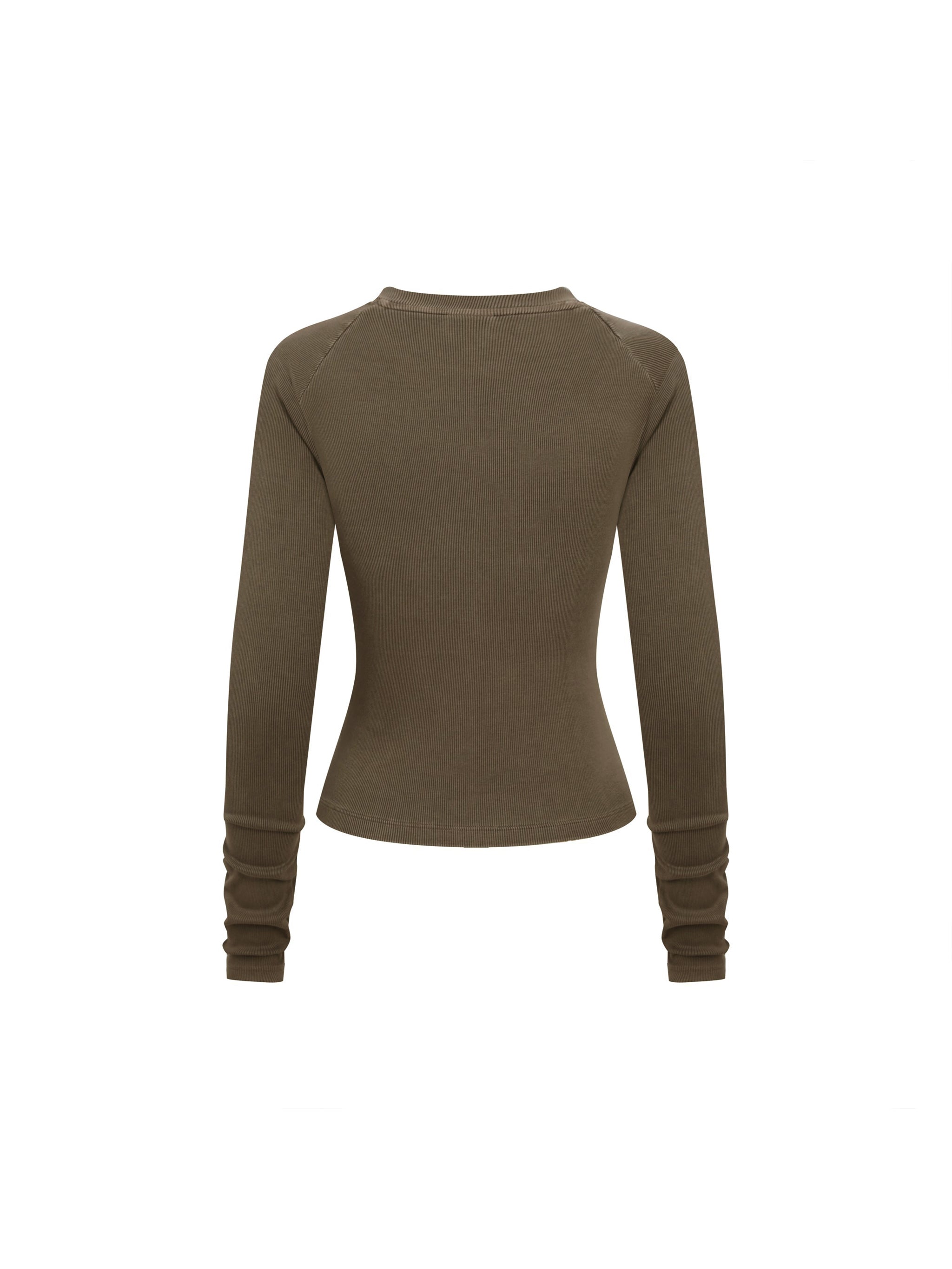 Brown long-sleeve top on a white background